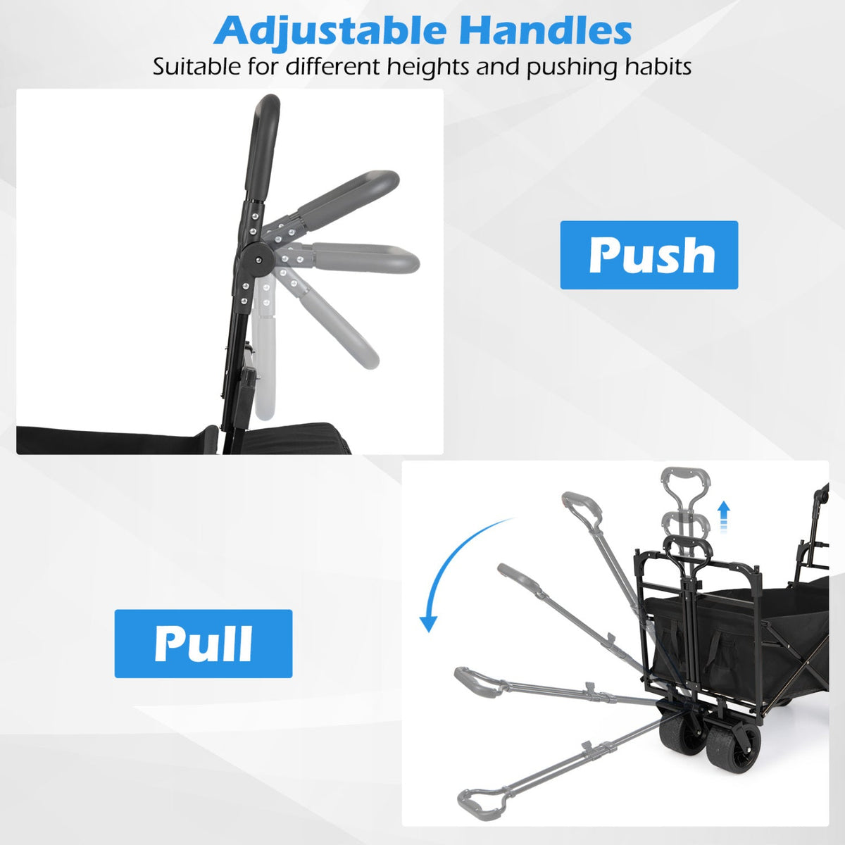 Collapsible Wagon with Removable Canopy and Adjustable Handles