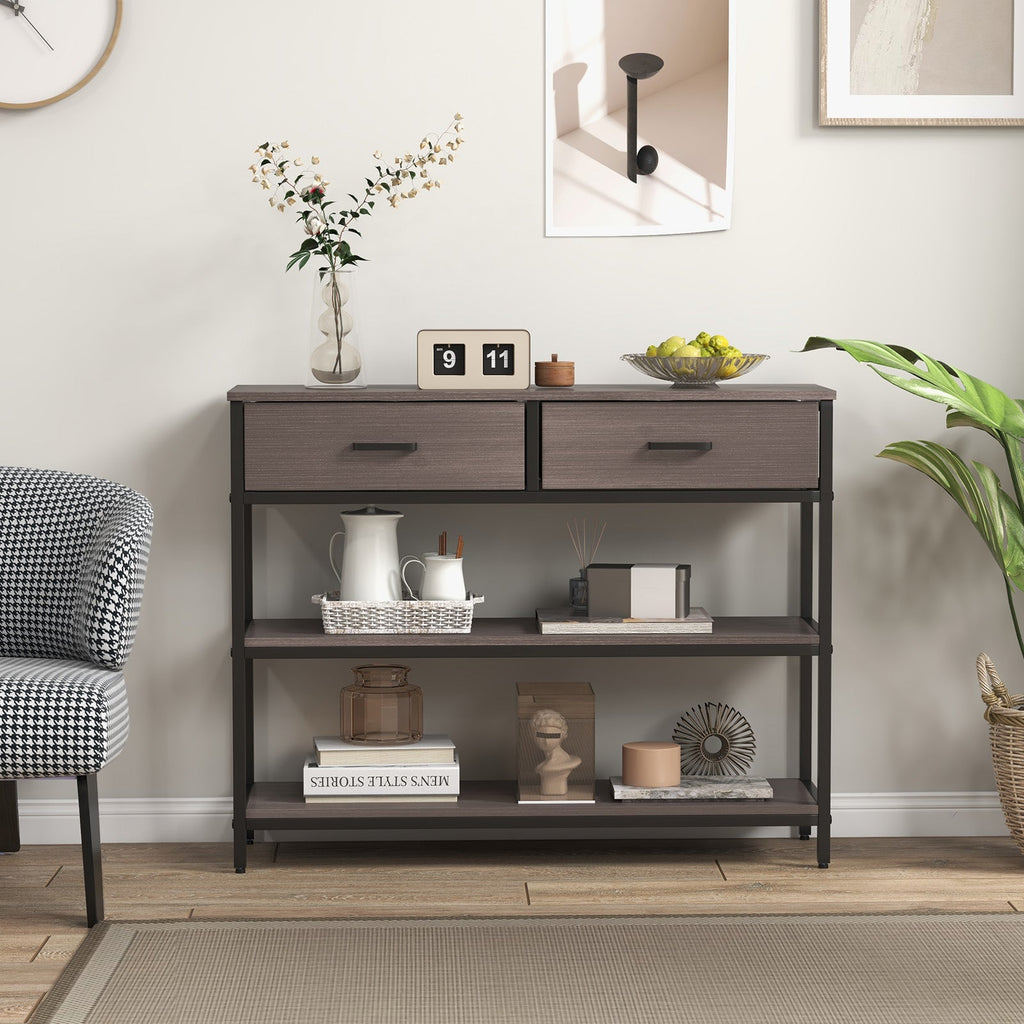 Console Table with Folding Fabric Drawers for Entryway