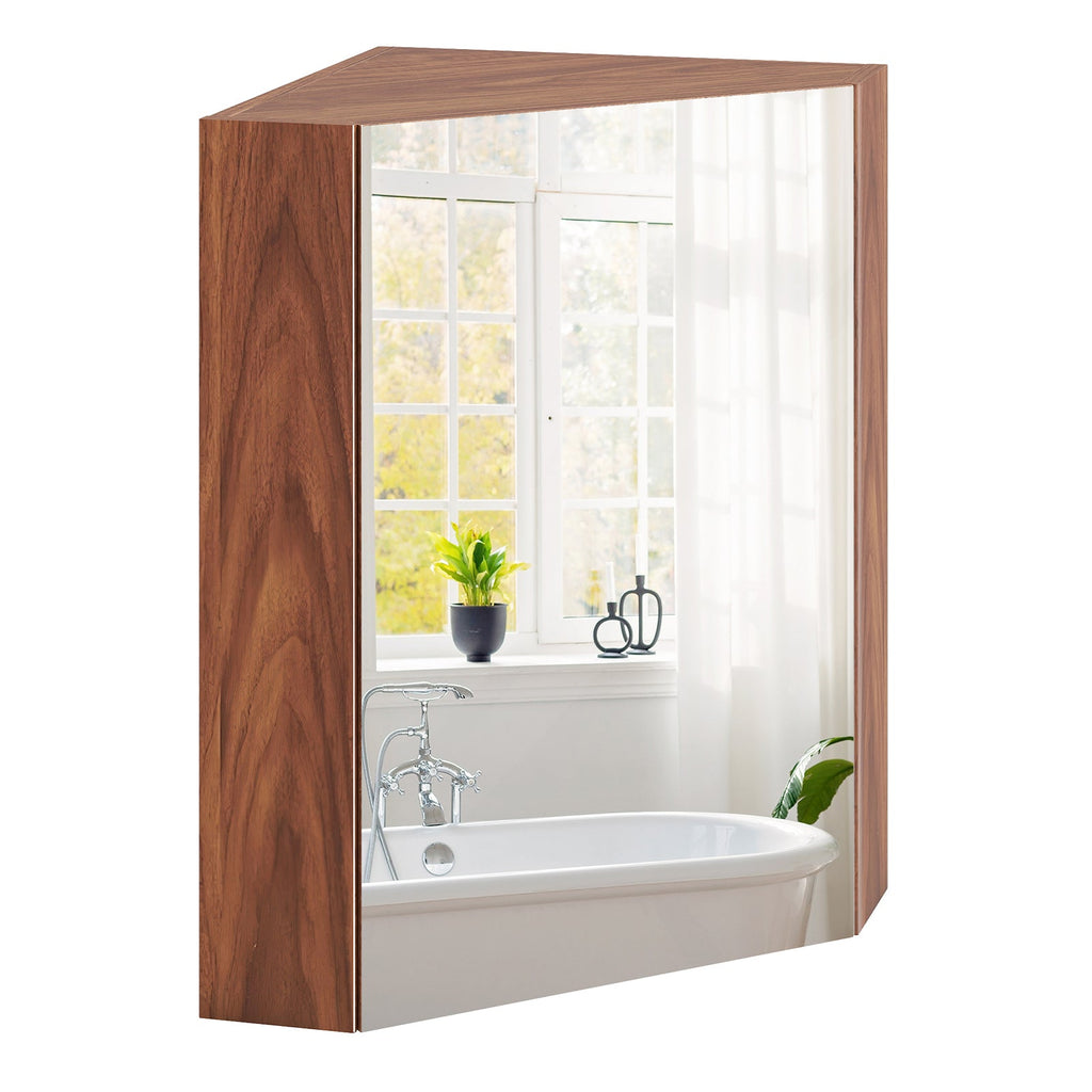 Corner Medicine Cabinet with Mirror with Open Mirror Door and Adjustable Shelf
