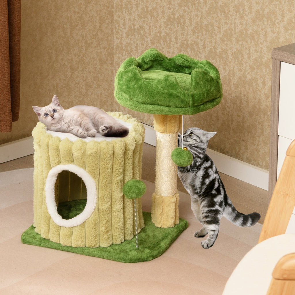 Cute Cat Tree with Sisal Scratching Posts and Dangling Ball