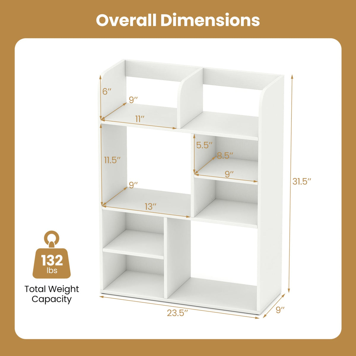 Desktop Display Rack with 8 Open Cubes for Home Office