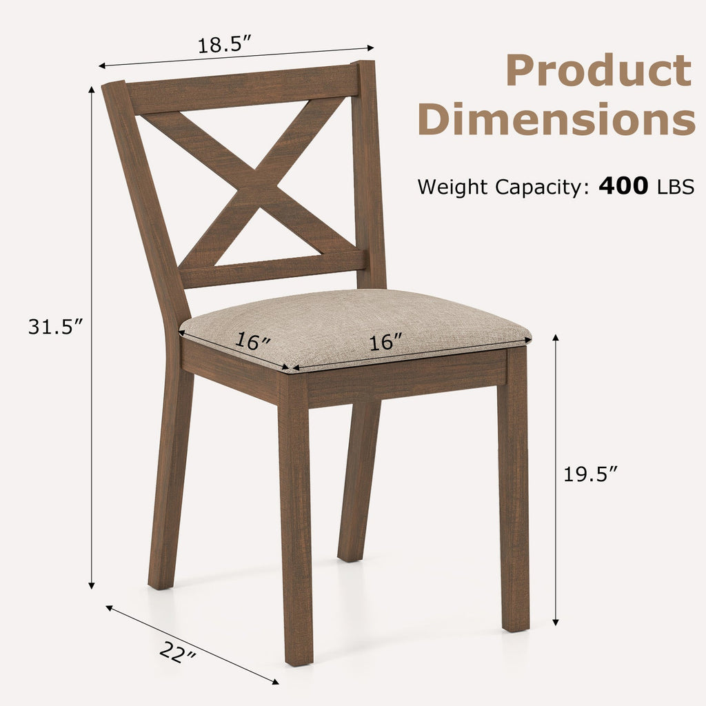 Dining Chair Set of 2 Modern Kitchen Chair with Upholstered Seat-Brown