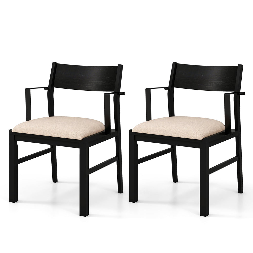 Dining Chair with Contoured Backrest and Padded Seat Set of 2