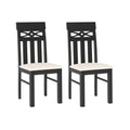 Dining Chairs Set of 2 High Back Dining Room Chairs with Padded Seat and Rubber Wood Frame-Black