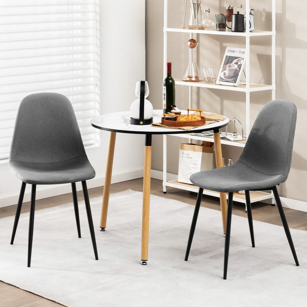 Dining Chairs Set of 4 with Black Metal Legs-Gray