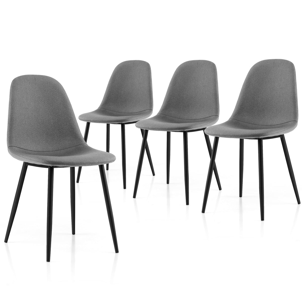 Dining Chairs Set of 4 with Black Metal Legs-Gray