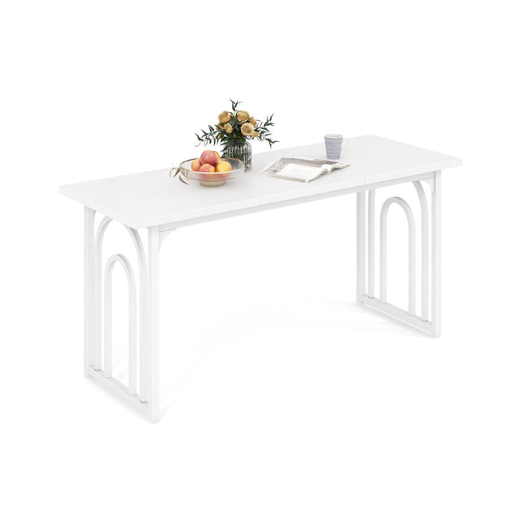 Dining Table for 6-8 People 63 Inch Rectangular Farmhouse Kitchen Table-White