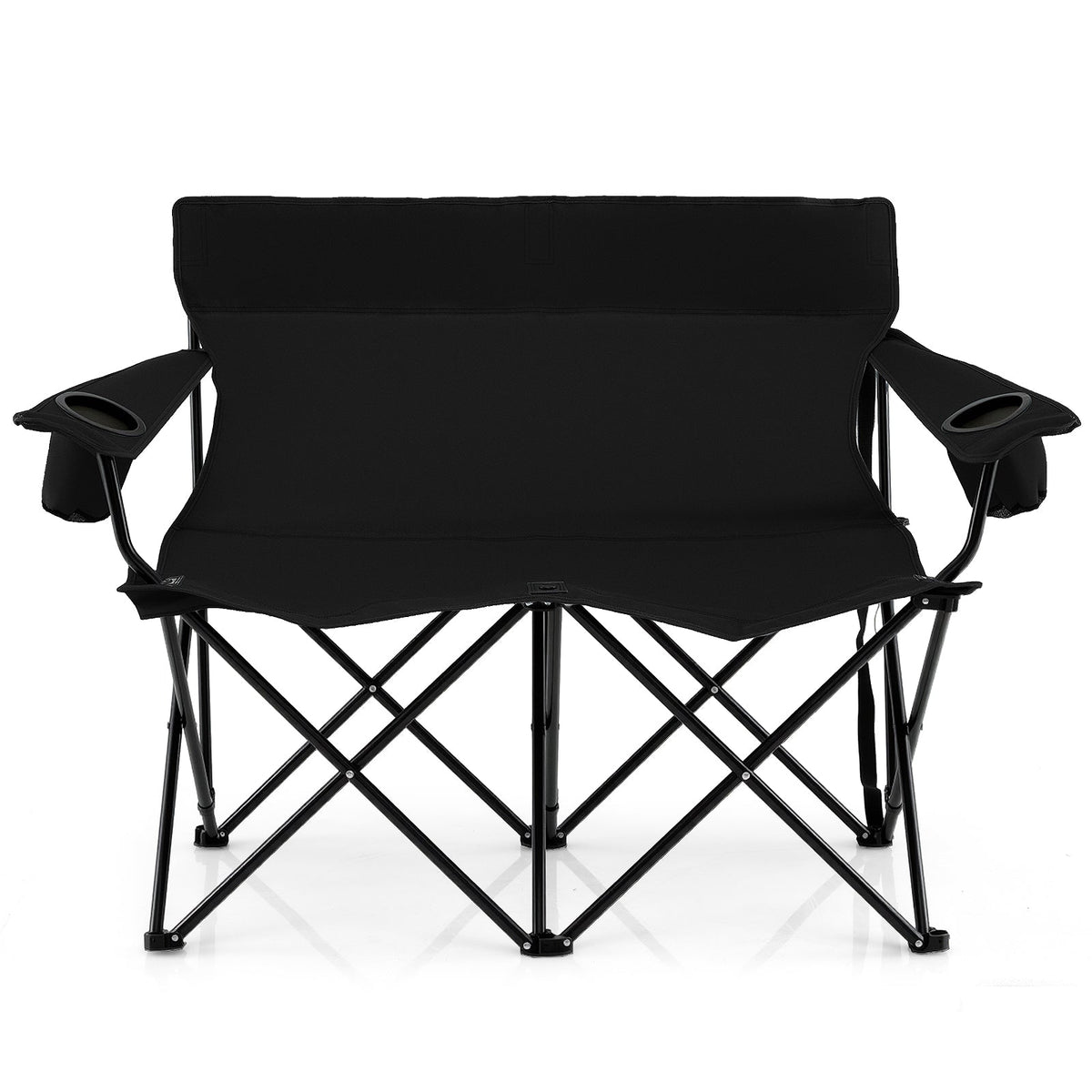 Double Camping Chair 2-Person Outdoor Folding Loveseat with Cup Holders