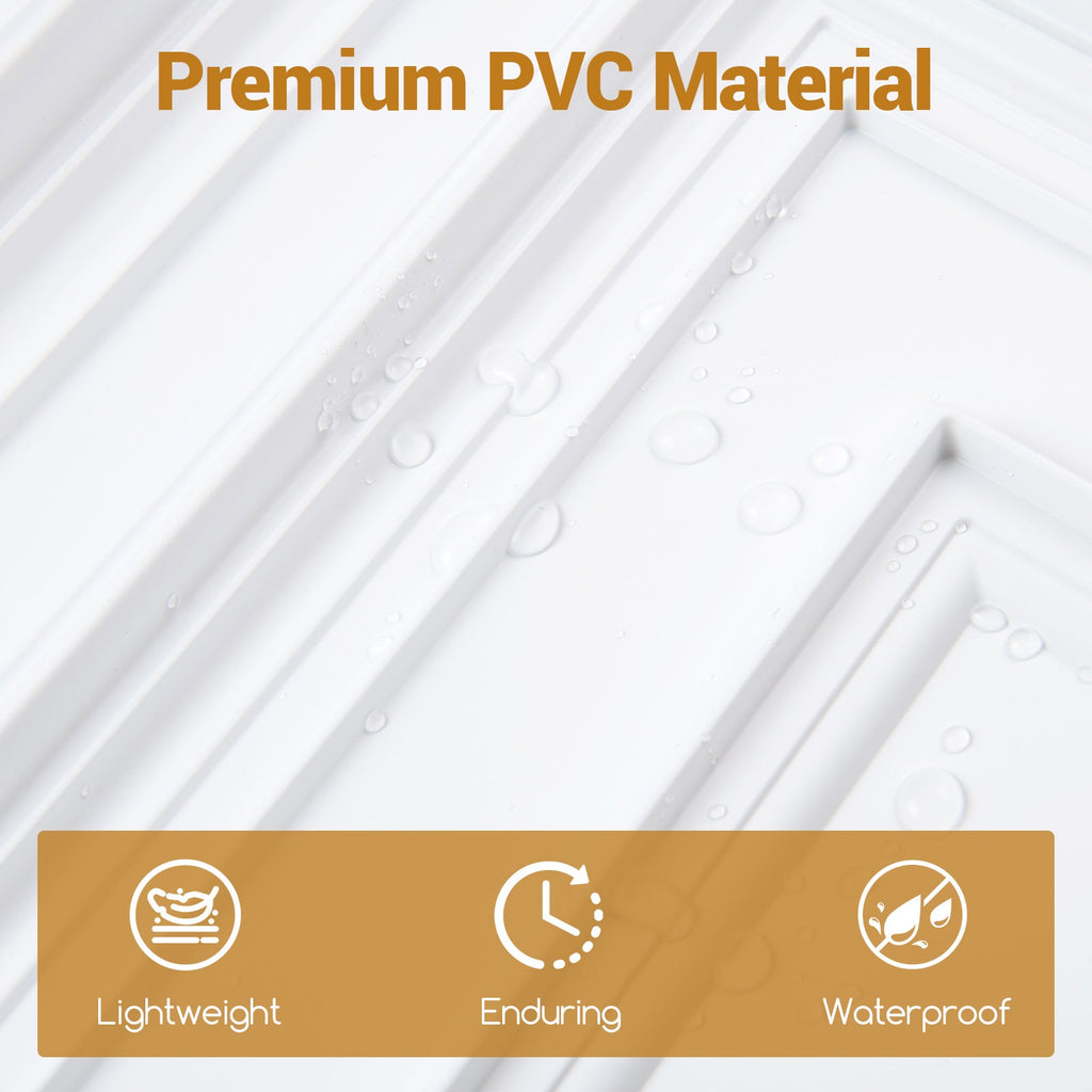 Drop Ceiling Tiles 24" x 24" PVC Ceiling Panels with 3D Decorative Patterns 12-Pack-White