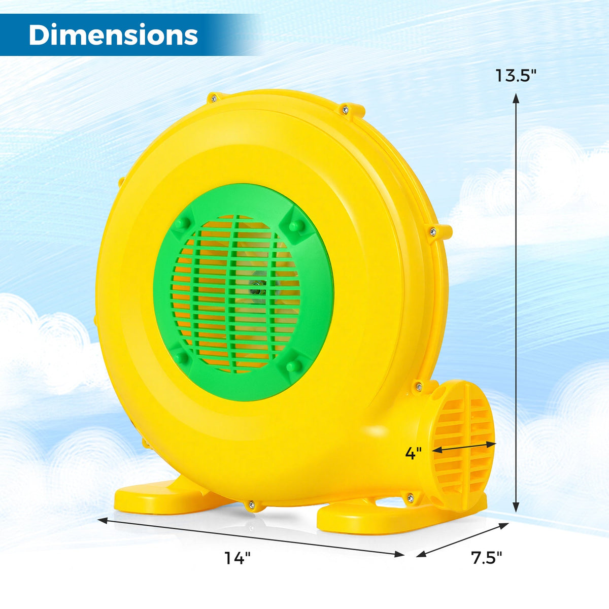 610W Bounce House Blower with Handle and Ground Stakes
