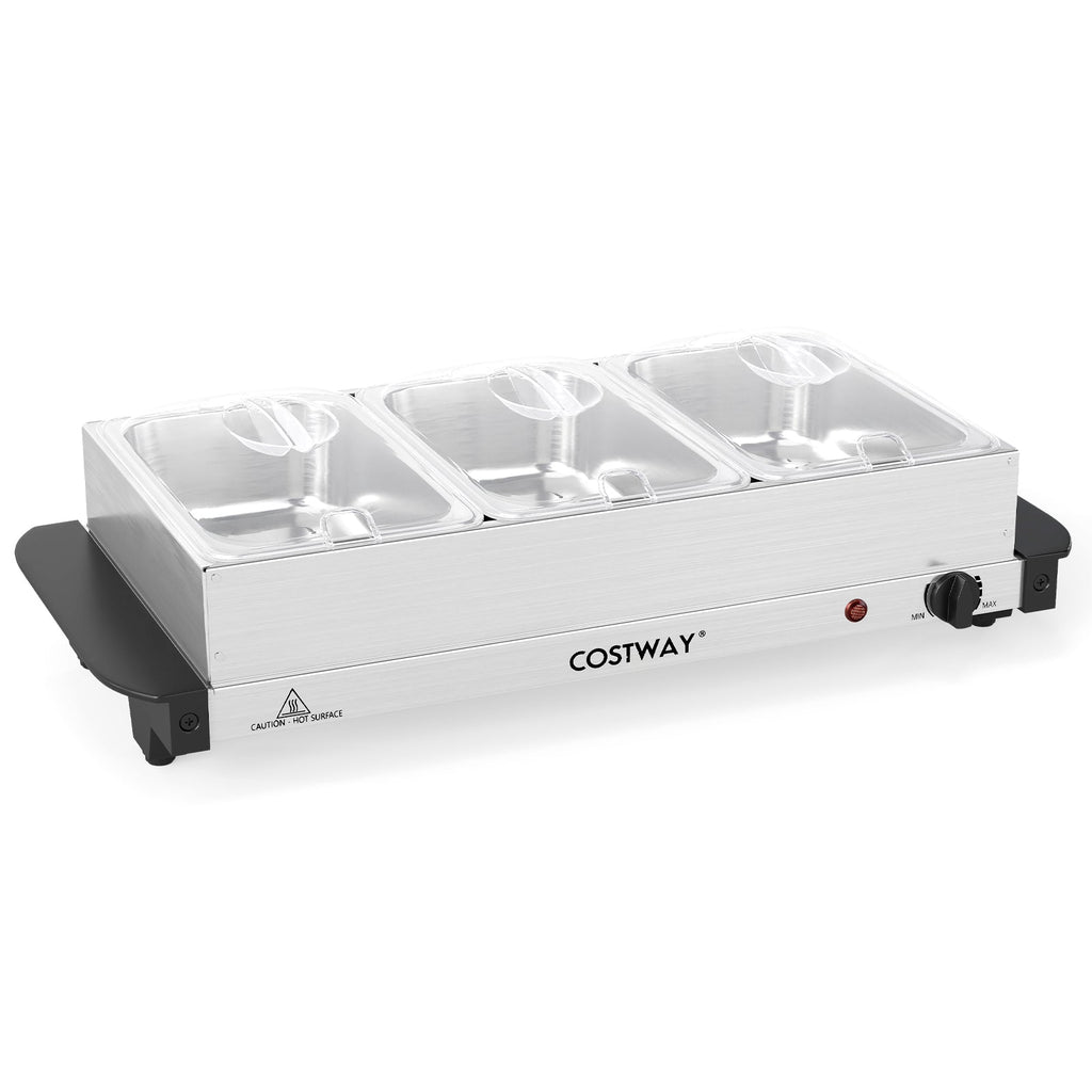Electric Buffet Server Food Warmer with 3 Removable Trays