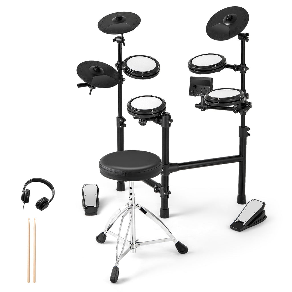 Electric Drum Set Foldable Drum Kit with 10 Demos and USB MIDI and 2 Drumsticks