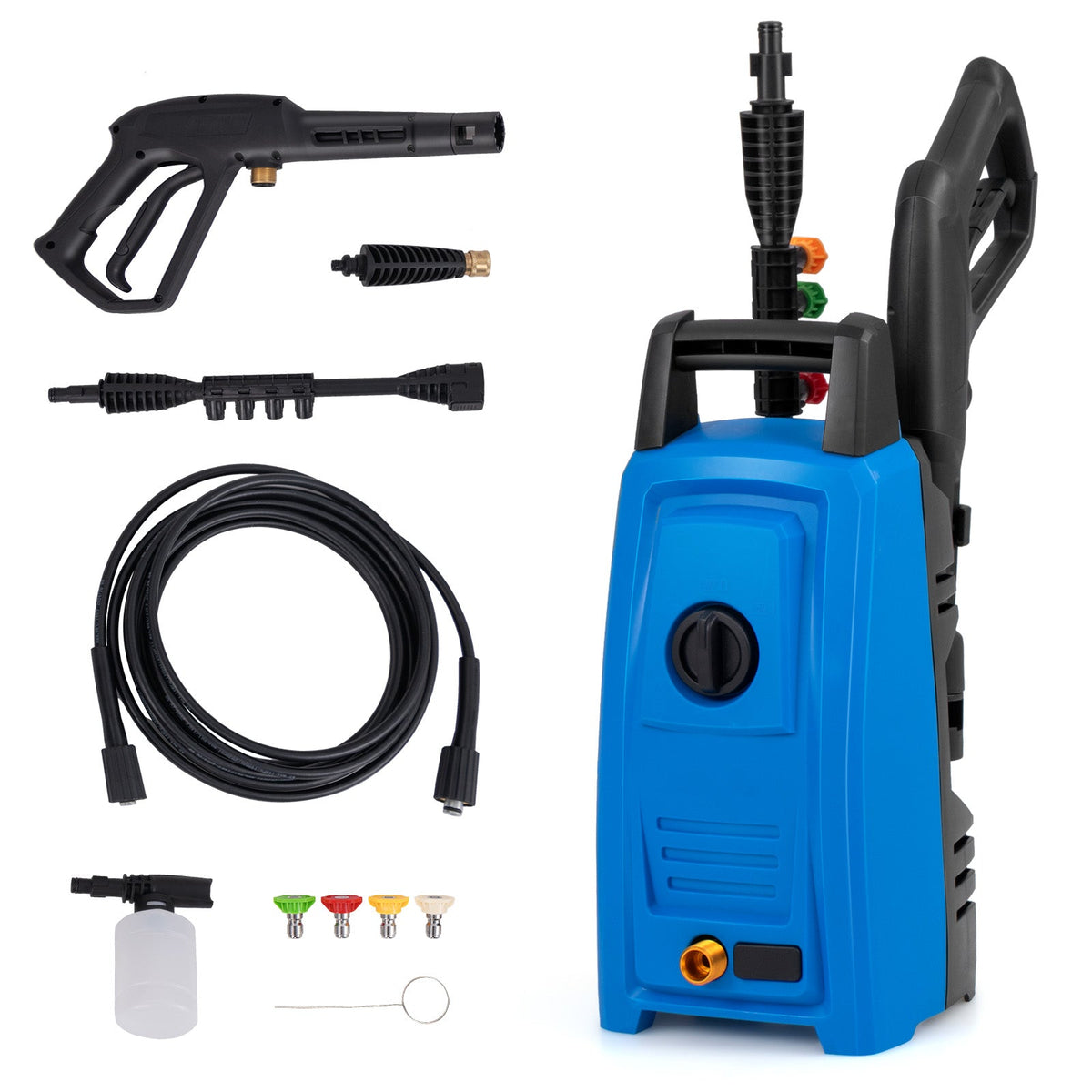 1900 PSI 1.8 GPM Electric Pressure Washer with 4 Quick Connect Nozzles-Blue