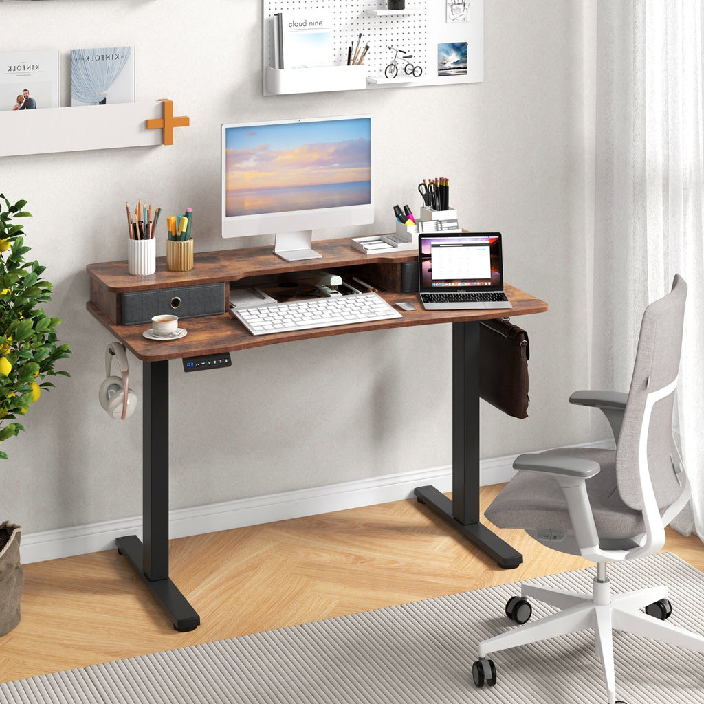 48 Inch x 24 Inch Height Adjustable Electric Standing Desk with 2 Drawers