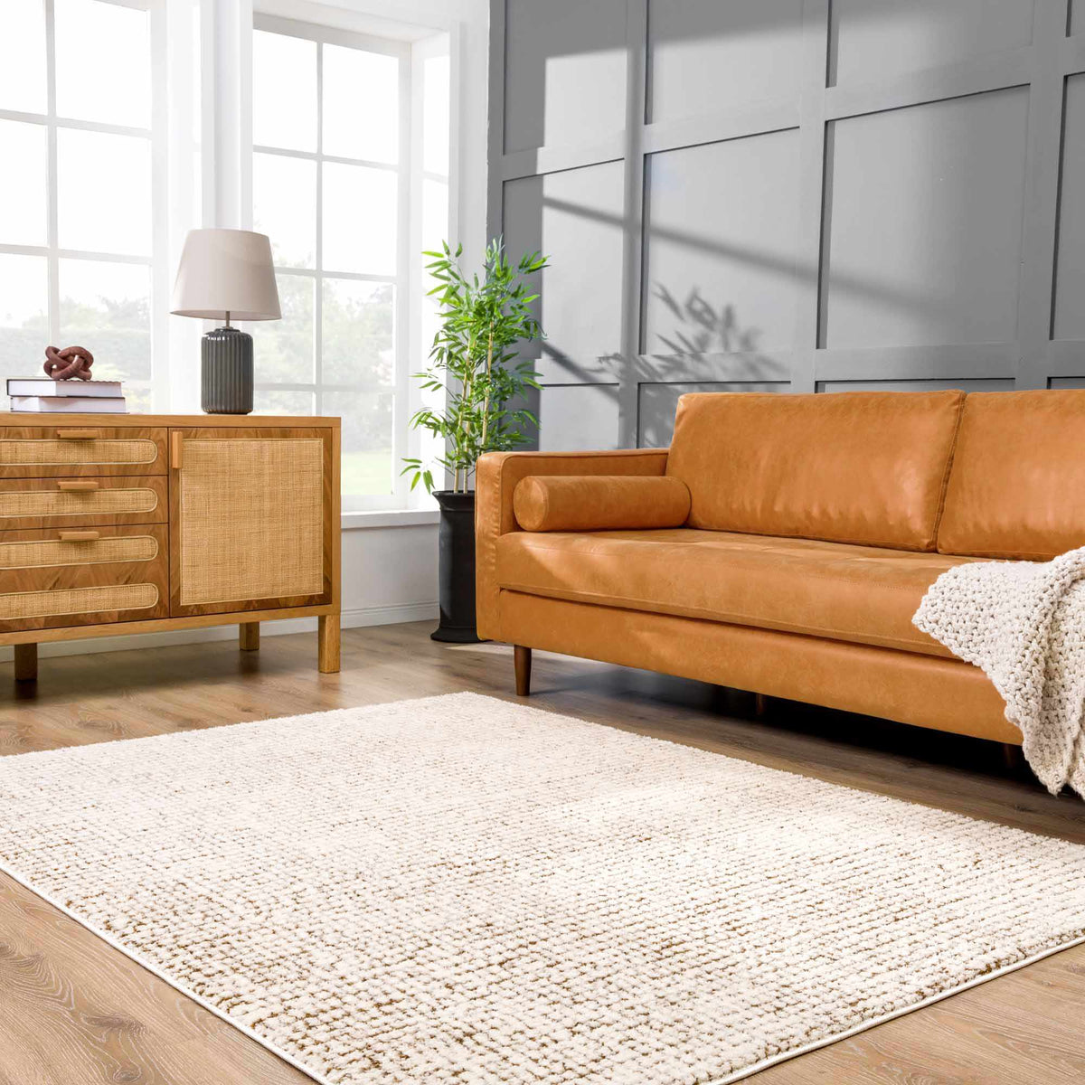 Keita Cream & Brown Area Rug