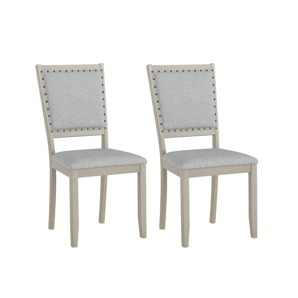 Farmhouse Dining Chair Set of 2 Fabric Upholstered Kitchen Chairs-Grey