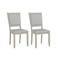Farmhouse Dining Chair Set of 2 Fabric Upholstered Kitchen Chairs-Grey