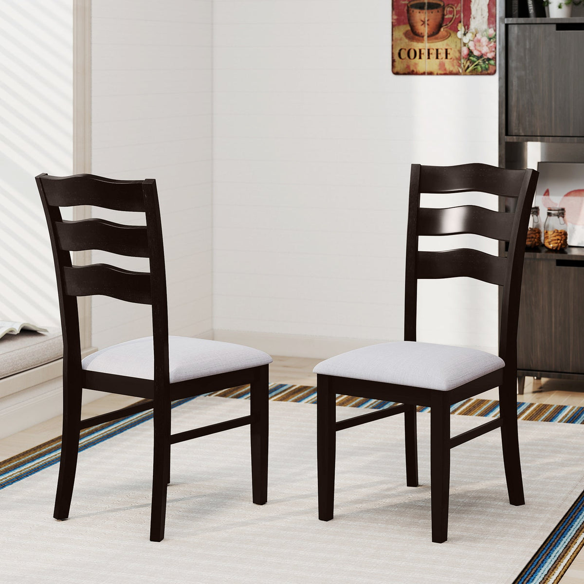 Farmhouse Dining Chairs Set of 2 Modern Kitchen Chairs with Elegant Hollowed backrest-Gray