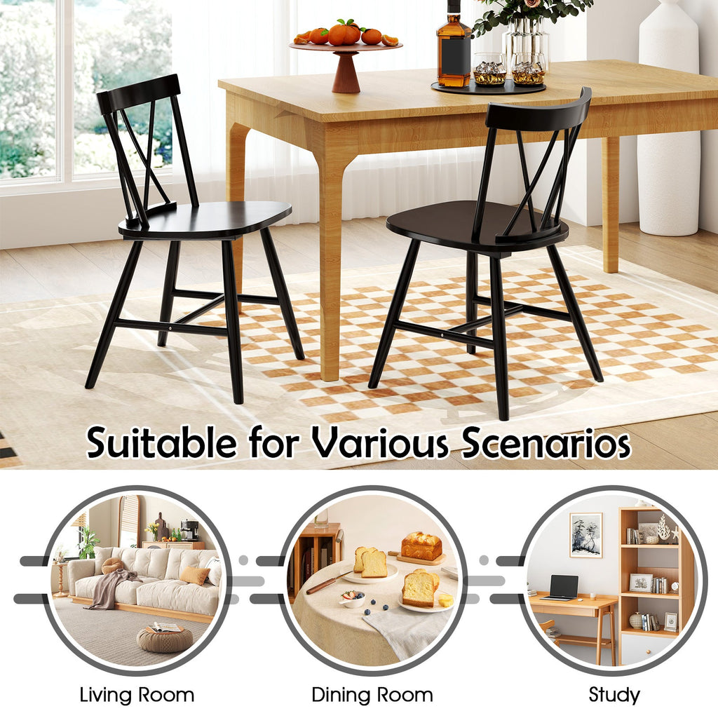 Farmhouse Kitchen Dining Chair Set of 2 with Rubber Wood Frame