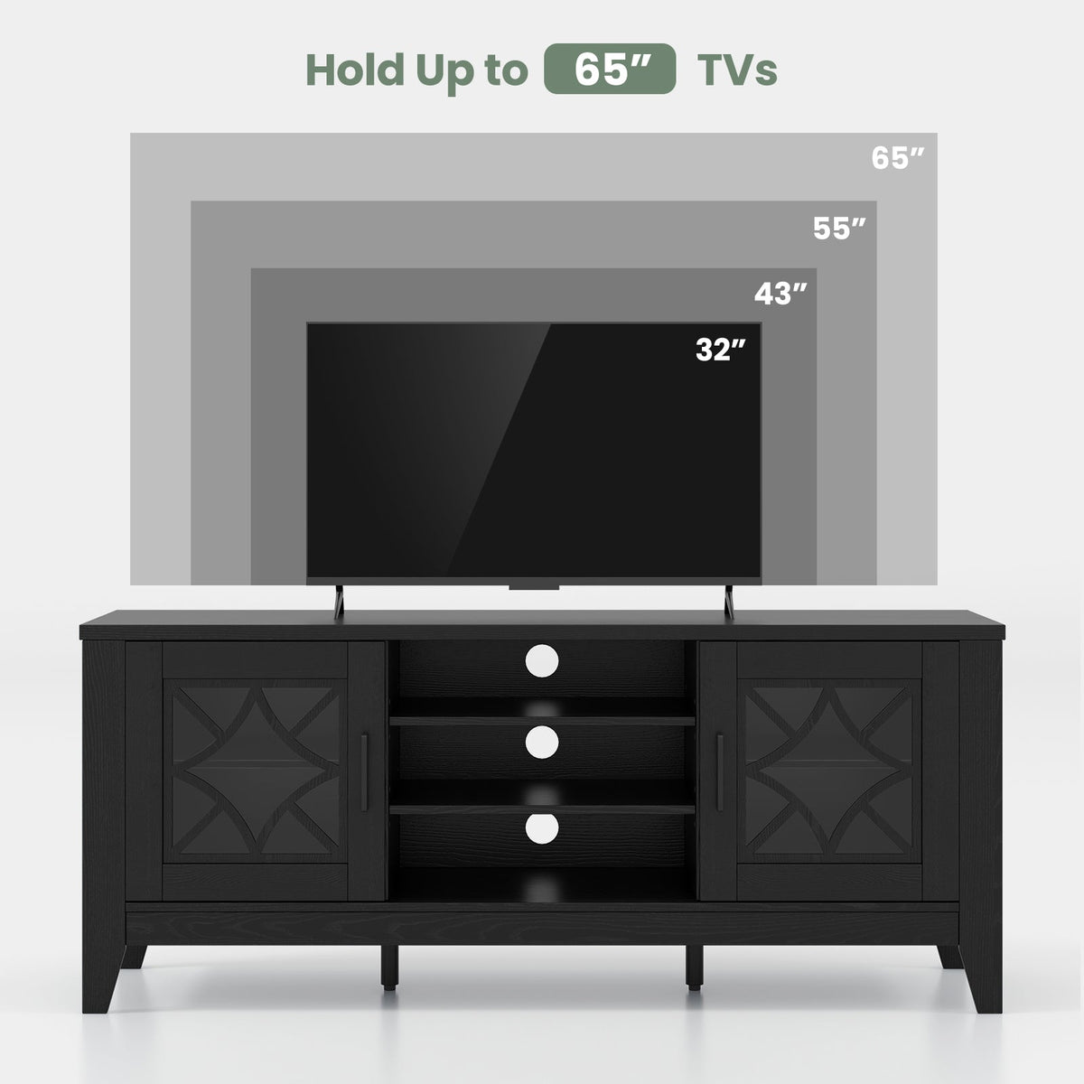 Farmhouse TV Stand for TVs Up to 65 Inches 4 Adjustable Shelves