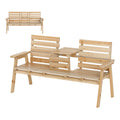 Outdoor Fir Wood Bench with Foldable Middle Table