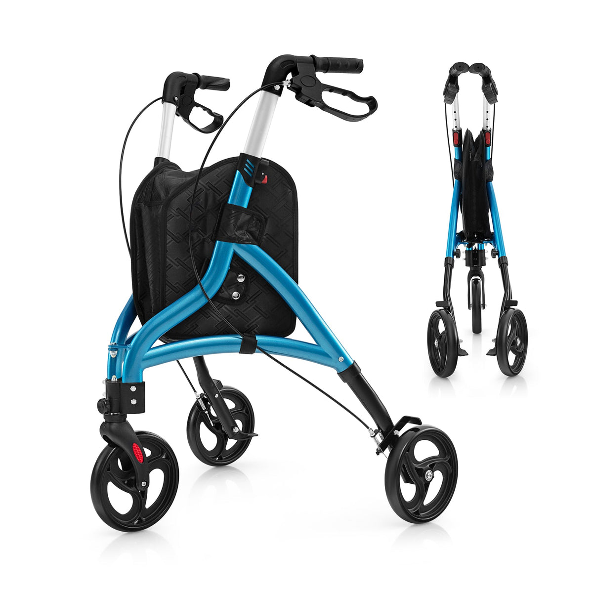 Foldable Rollator Walker with Lightweight Aluminum Frame