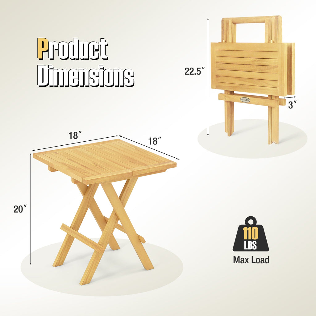Teak Wood Square Coffee Table with X-shaped Legs and Slatted Tabletop