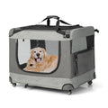 Portable Folding Dog Soft Crate Cat Carrier with 4 Lockable Wheels