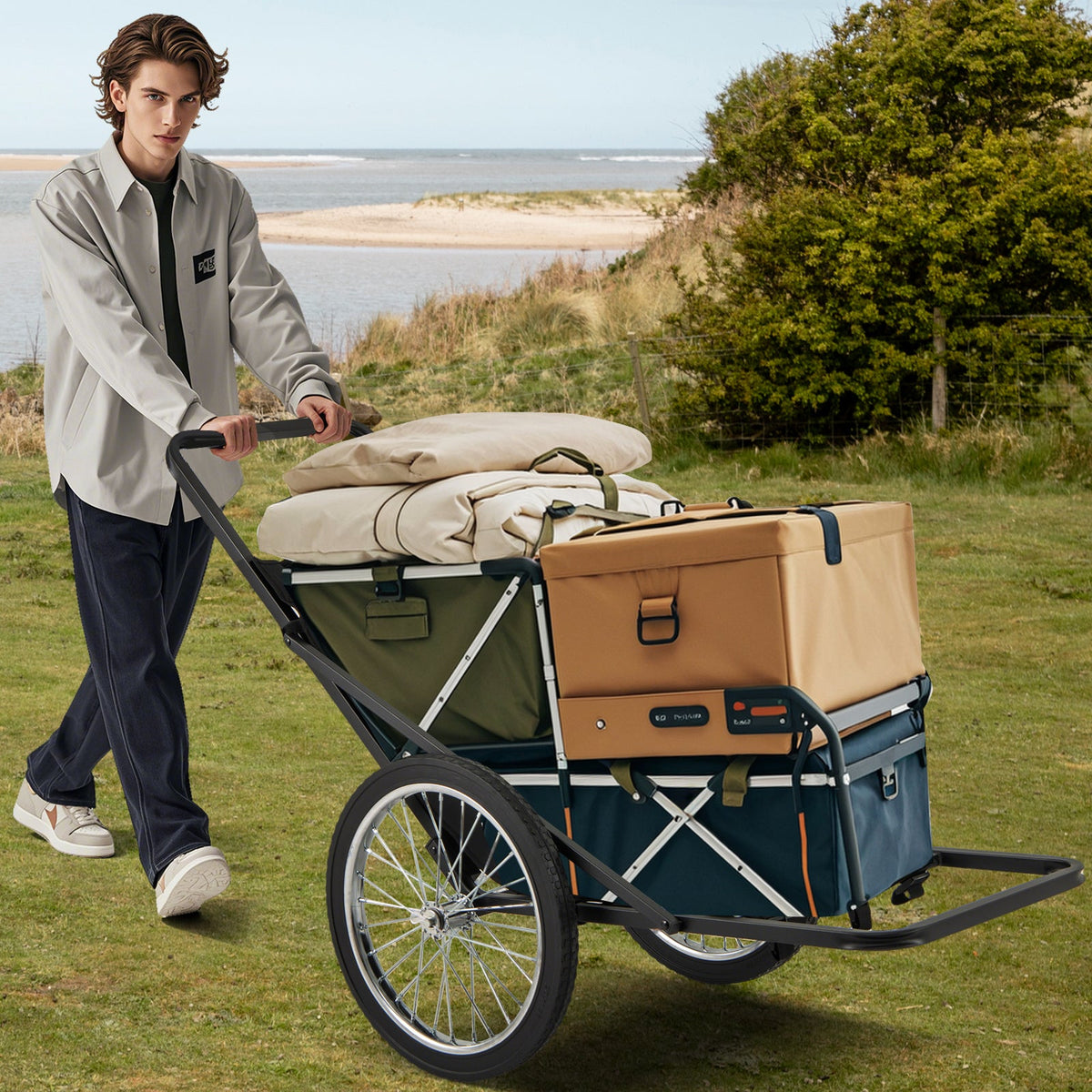 550 LBS Folding Deer Game Cart with Polyester Liner for Hunting