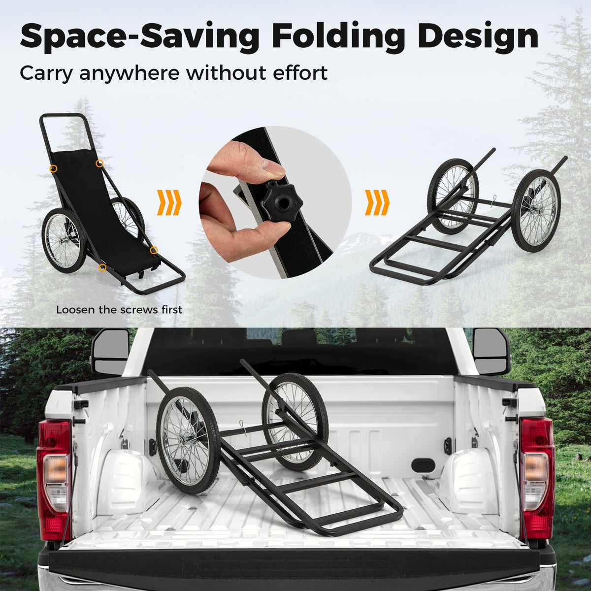 550 LBS Folding Deer Game Cart with Polyester Liner for Hunting