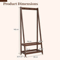 Freestanding Clothes Rack with 3 Hooks and 2 Shelves-Walnut