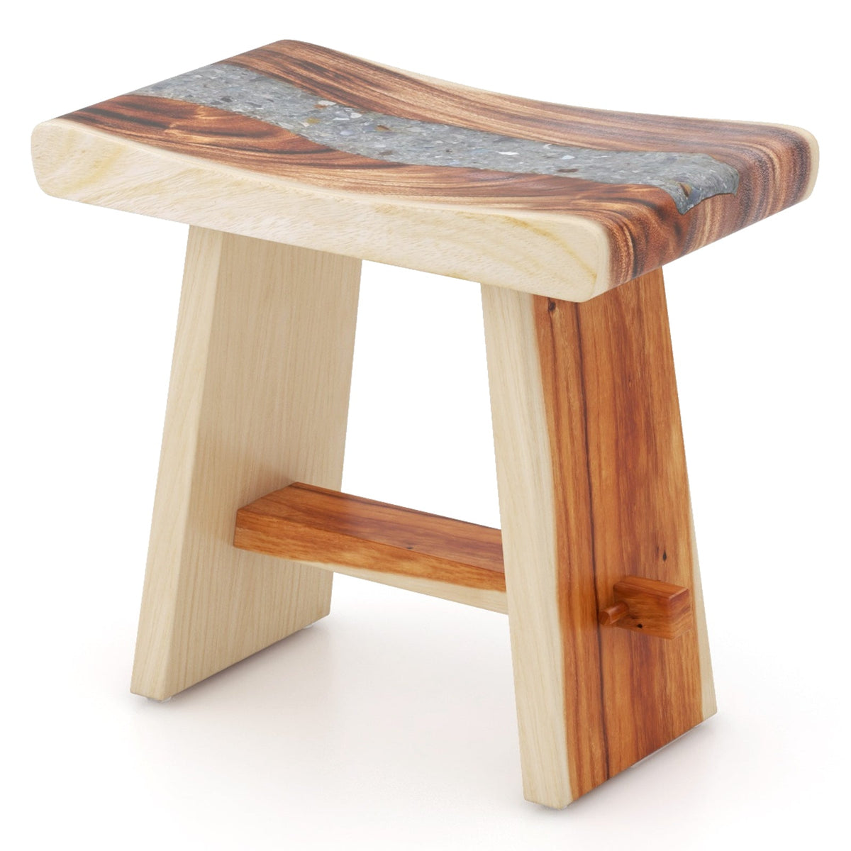 Fully Assembled Shower Stool with Epoxy Finish and Curved Seat