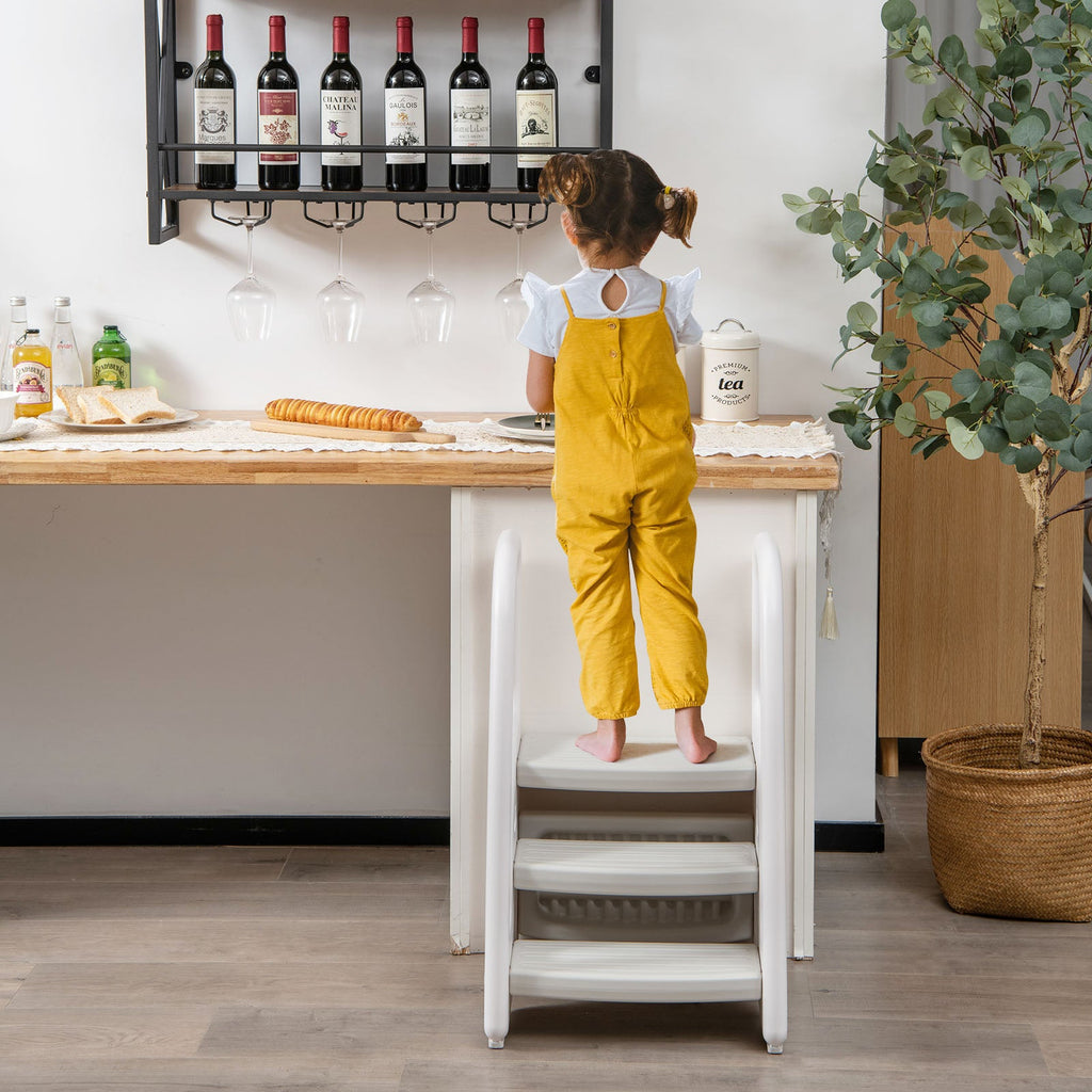 3-Step Stool with Safety Handles and Non-slip Pedals for Toddlers