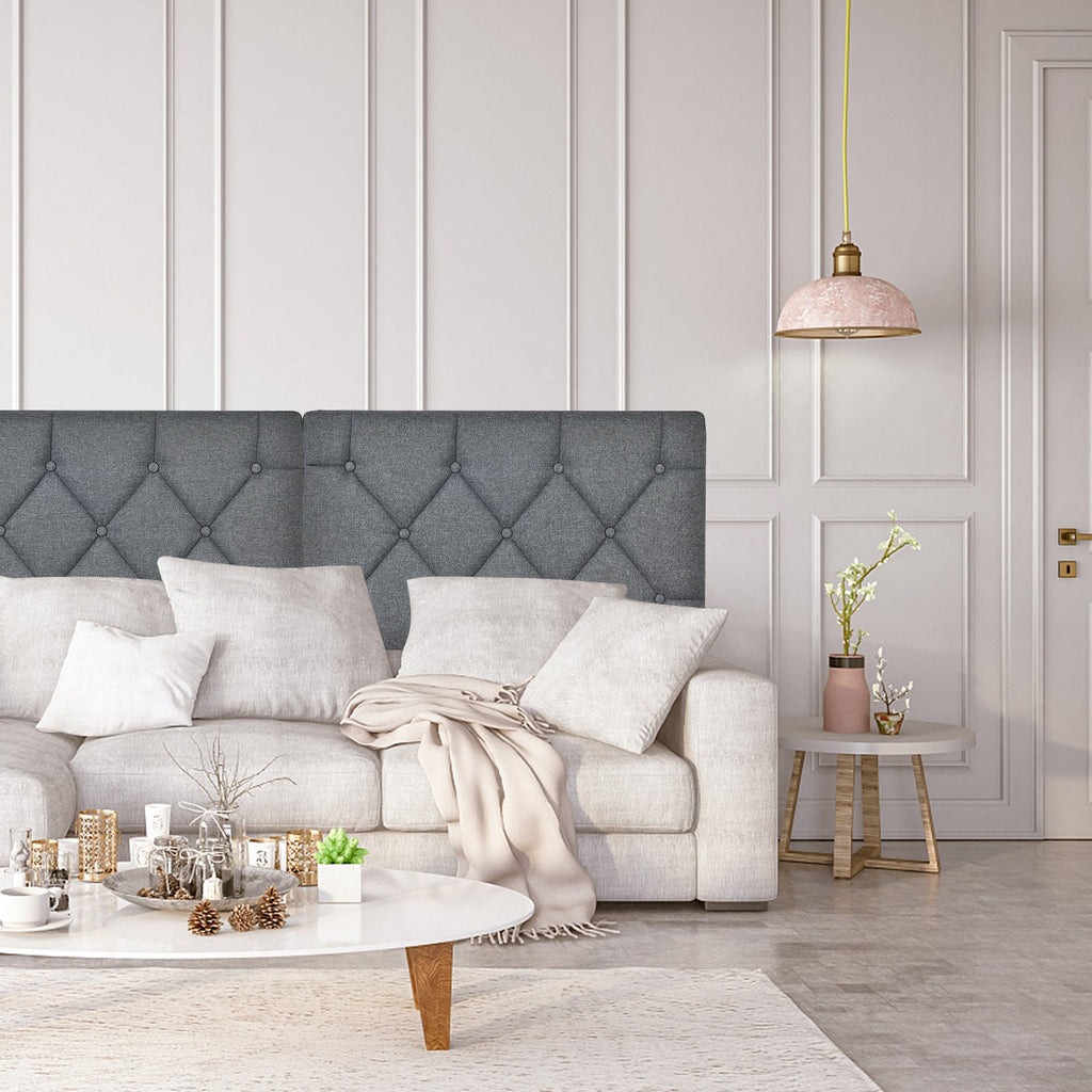 Upholstered Wall Mounted Headboard with Tufted Button Linen Fabric
