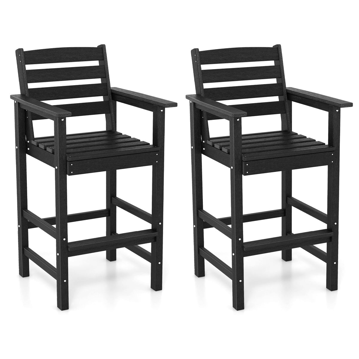Patio HDPE Adirondack Bar Chairs Set of 2 with Wide Armrests