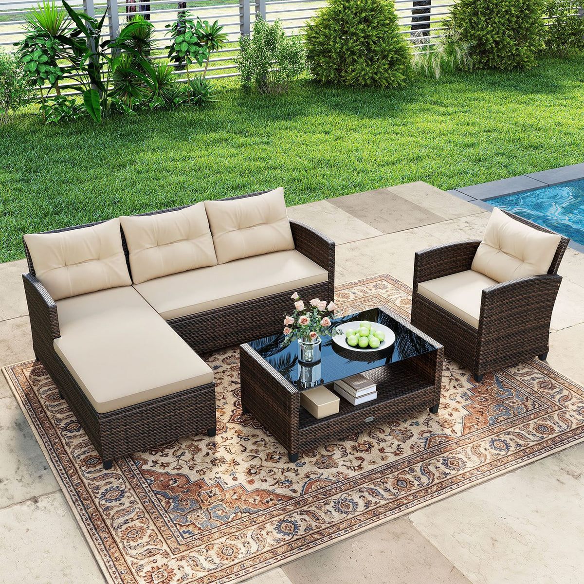 4 Pieces Patio Rattan