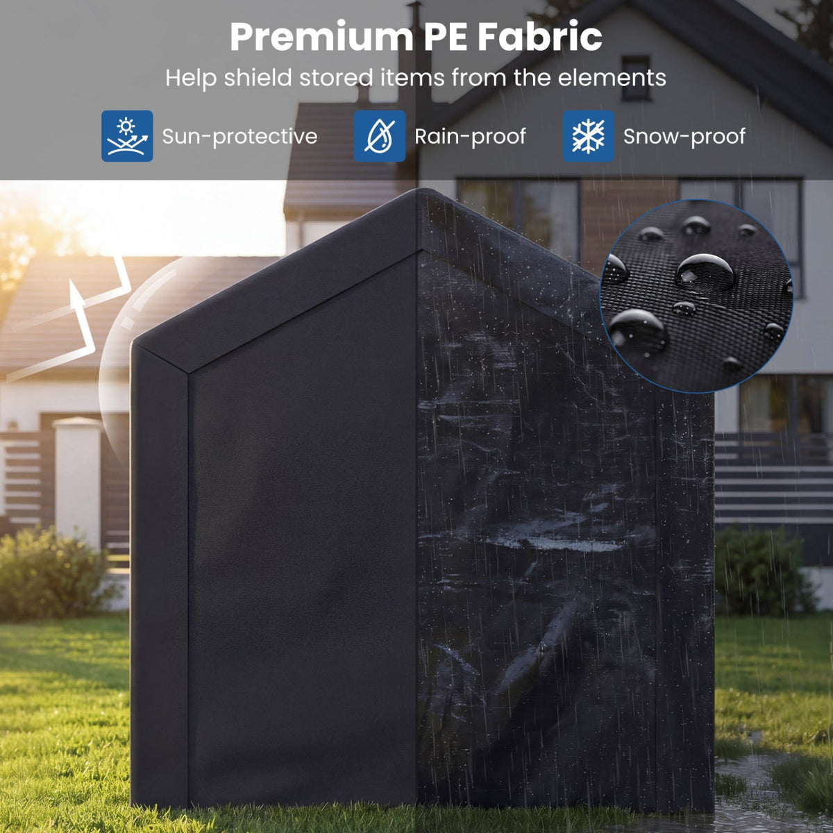 Portable Storage Shed with Roll-Up Zipper Door