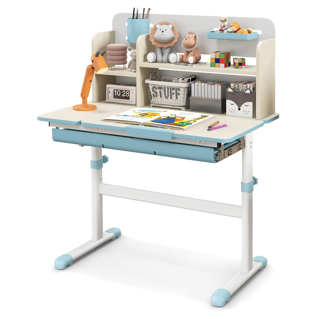 Height Adjustable Kids Study Desk with Tilt Desktop for 3-12 Years Old