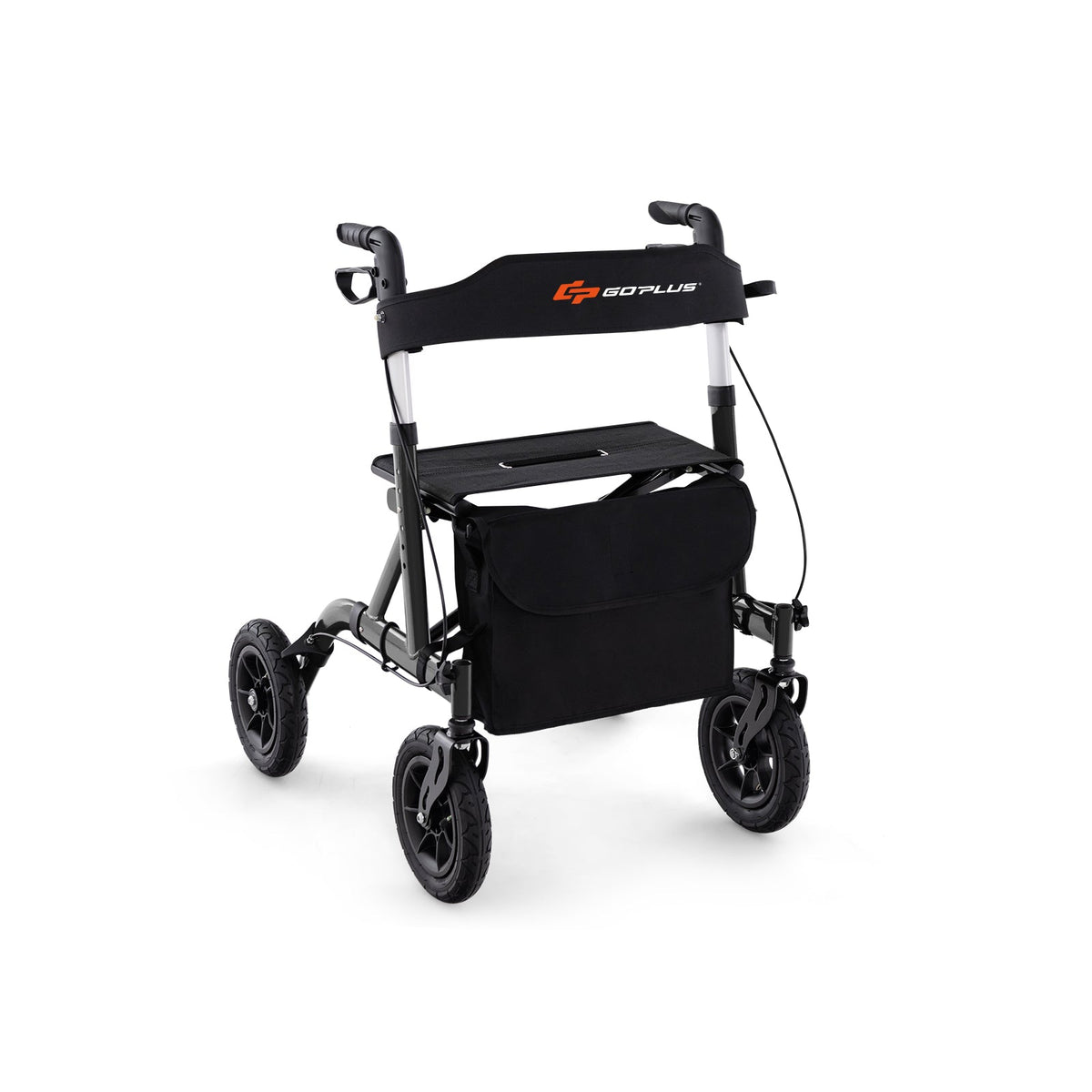 Height Adjustable Rollator Walker Foldable Rolling Walker with Seat for Seniors