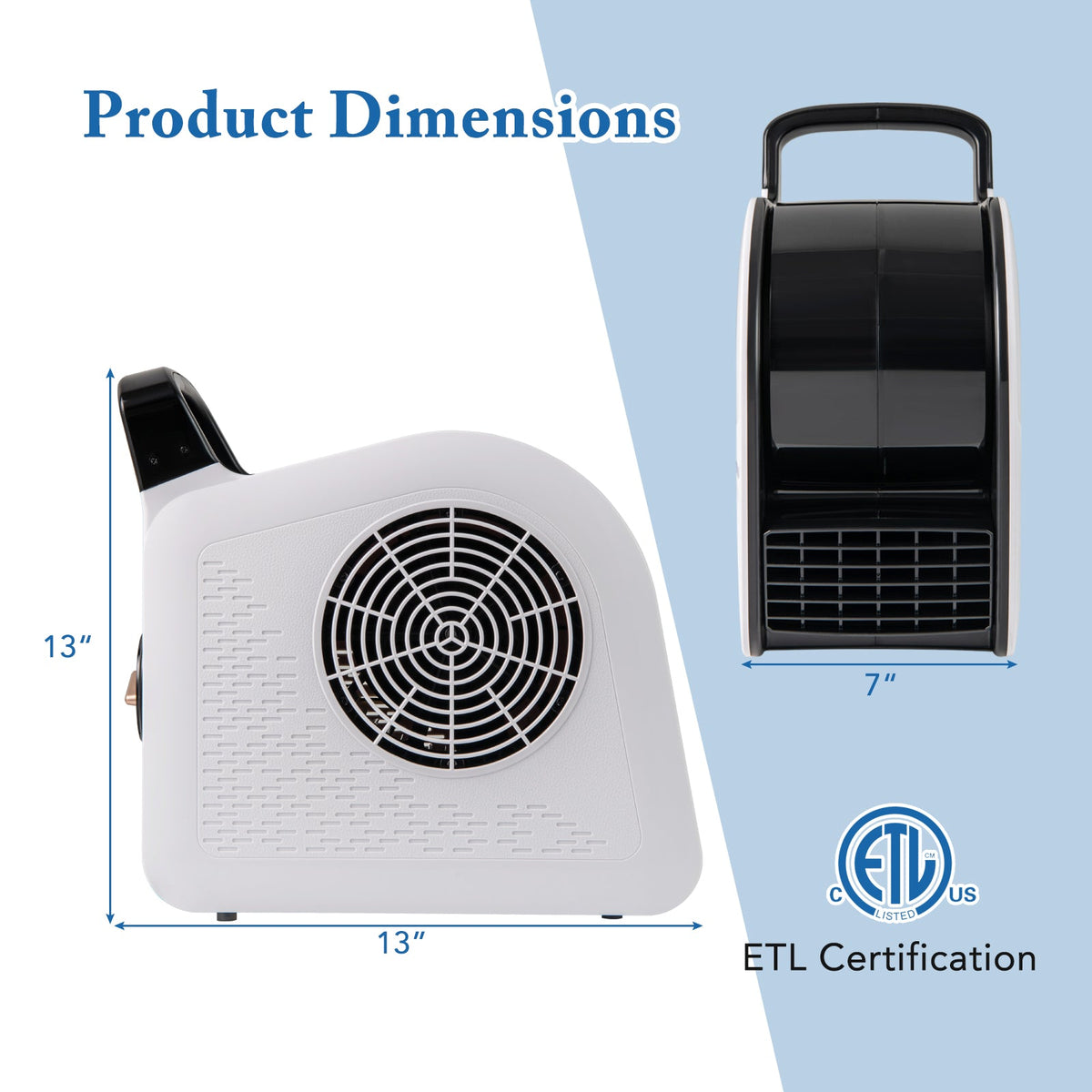High Velocity Blower Fan Utility Air Mover with 3 Speeds and 185° Pivoting Head