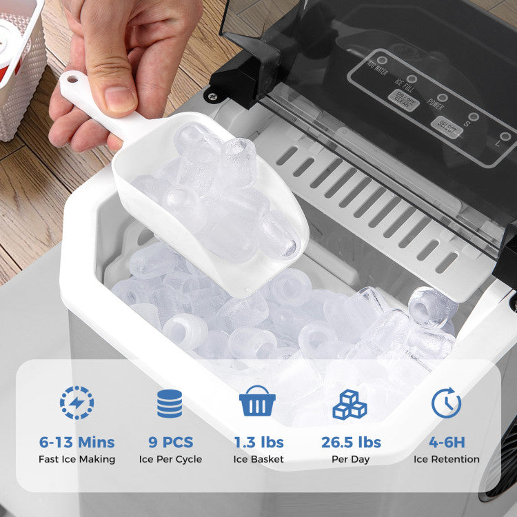 Ice Maker Countertop with Self-Cleaning for Home Kitchen Office Party