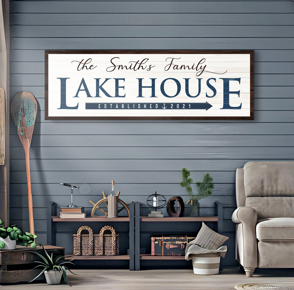 Family Lake House Arrow Sign III
