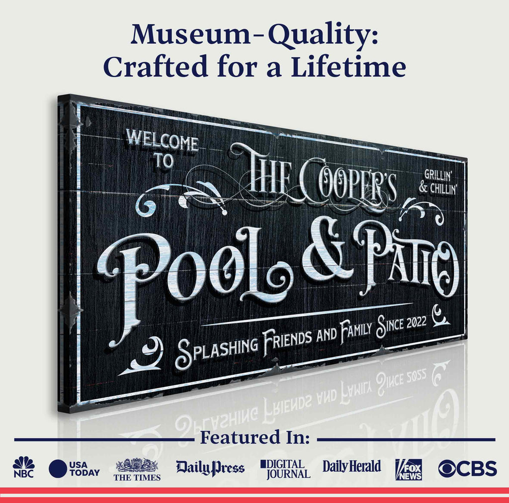 Personalized Pool Sign Black and White