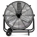 Industrial Drum Fan with 2 Wheels and 360-Degree Adjustable Tilt-Black