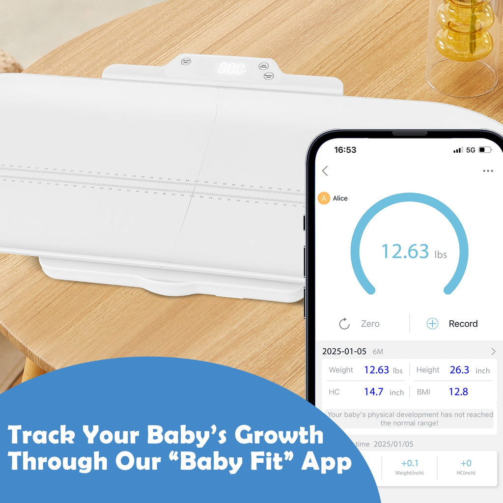 Infant Scale with Detachable Tray for Body Weight and Height Measurement-White