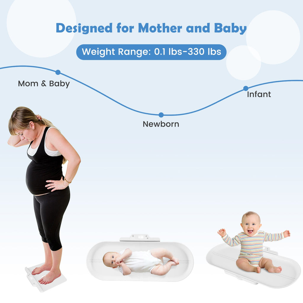 Infant Scale with Detachable Tray for Body Weight and Height Measurement-White