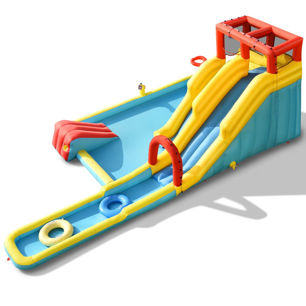 7-in-1 Inflatable Dual Slide Water Park Bounce House With 680W Blower