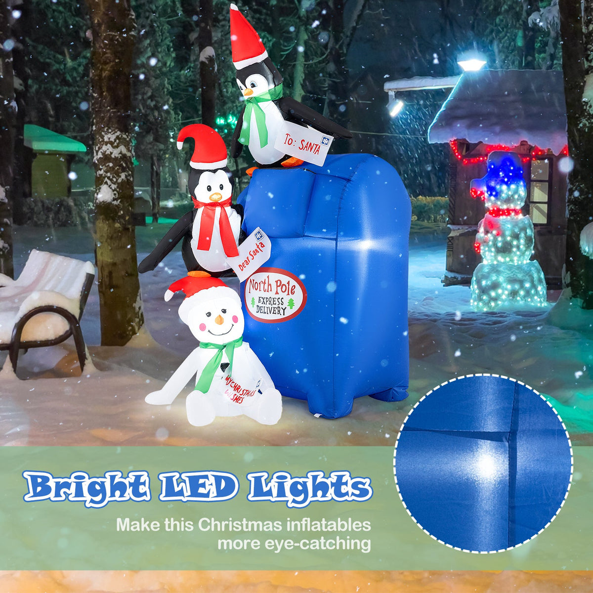 6 Feet Lighted Christmas Inflatable Penguins and Snowman with Built-in LED Lights