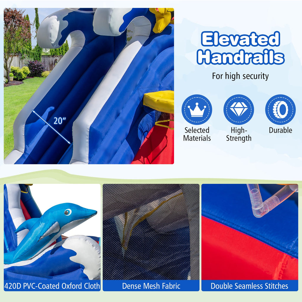 6-In-1 Inflatable Water Park with 735W Blower