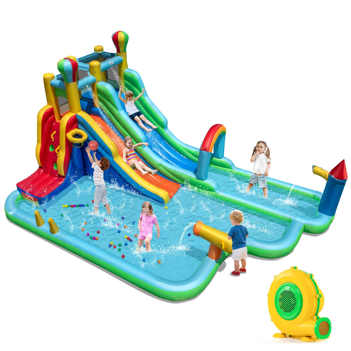 Inflatable Water Slide Park Giant Bounce House with 950W Blower